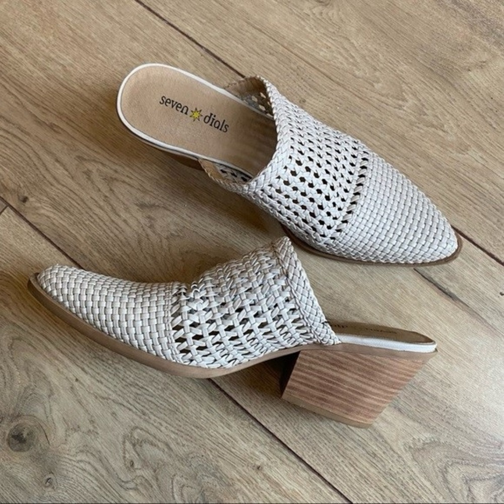 Seven Dials Woven Quinton Mule Ivory Western Heeled Booties - Picture 3 of 5